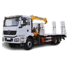 Shacman Right Hand 6X4 10 Wheels Flat Bed Truck with Rear Climb Ladder with 360 Rotary Telescopic Boom Crane